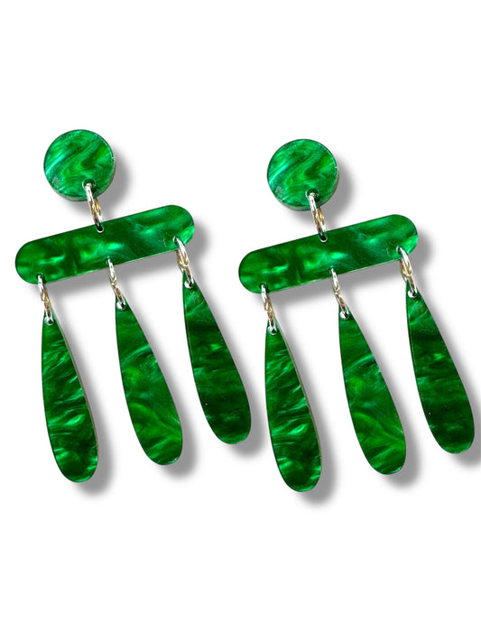 Emerald Green Chandelier Earring Studs