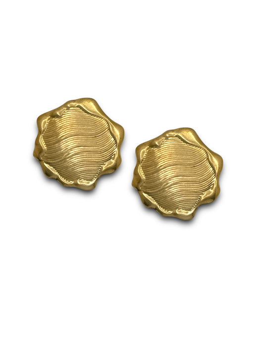 Brass Wavy Statement Studs