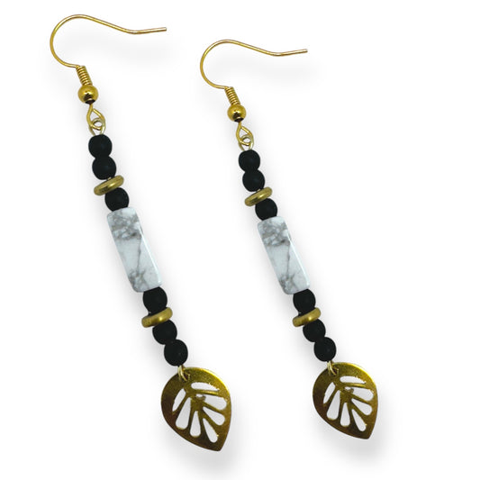 Beaded Leaves- long, lightweight beaded earrings