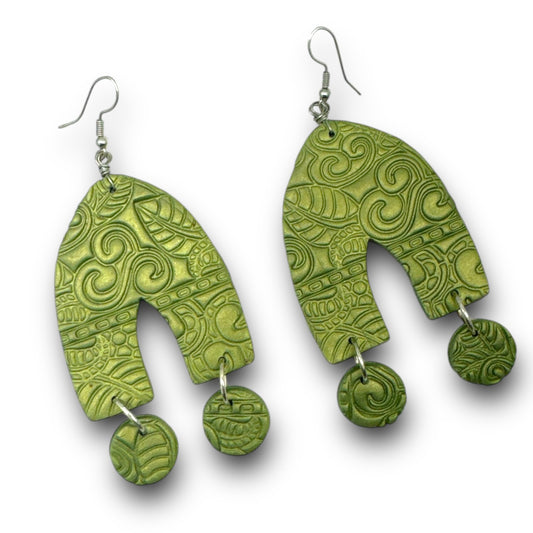 Envy - Green dangle polymer clay earrings