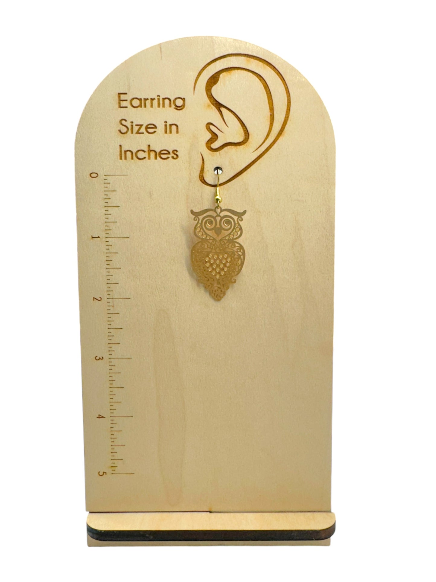 Wisdom - Laser Cut Gold Owl Dangle Earrings