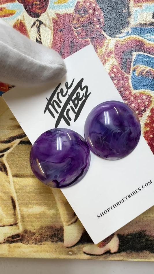 Purple Moon Stud Earrings