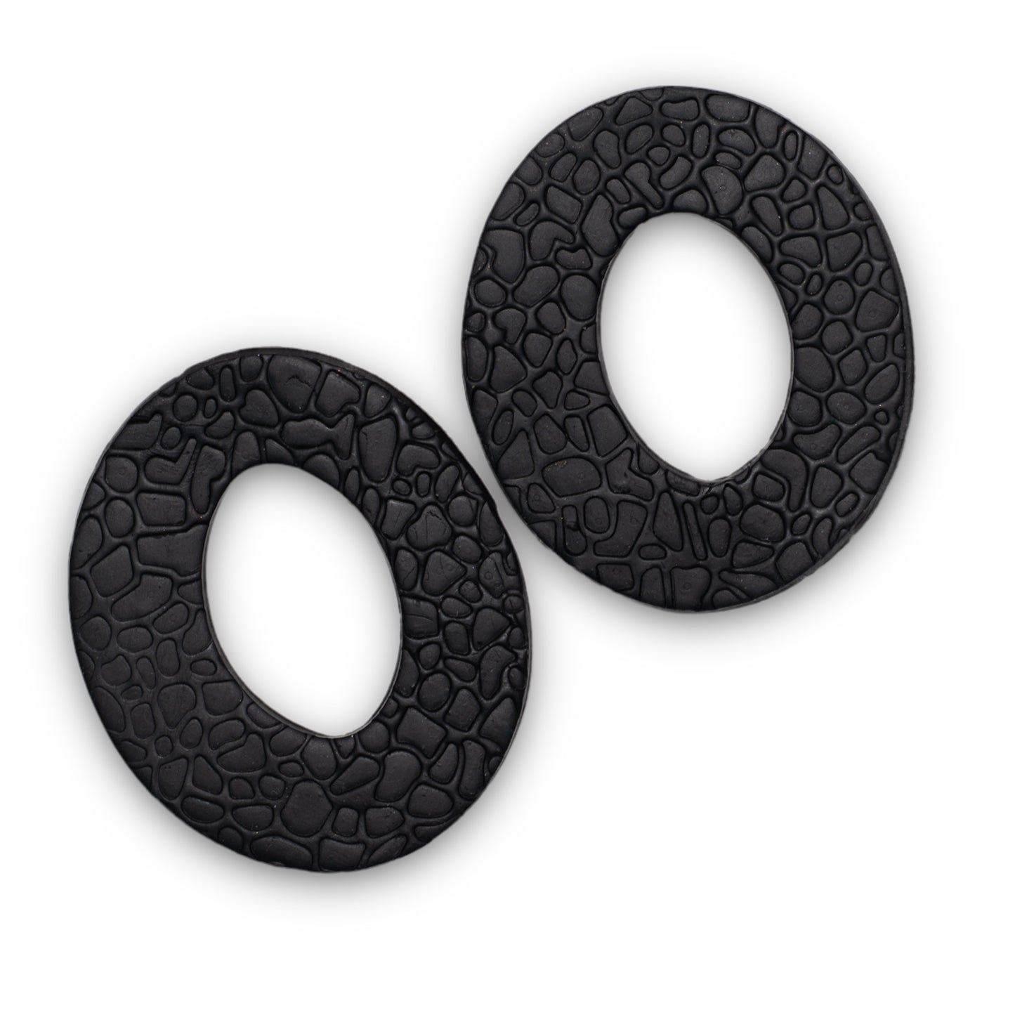 Black Textured Polymer Clay Stud Earrings