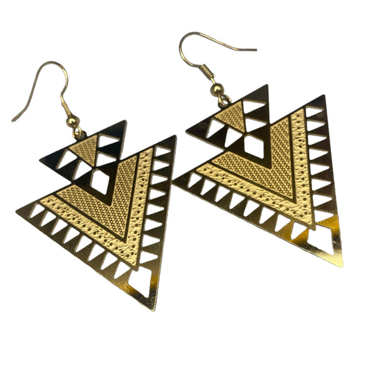 Gold Tribal Triangle Cutout Earring