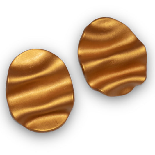 Large Gold Wavy Polymer Clay Earrings